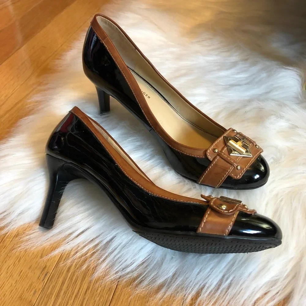 Tommy Hilfiger Black and Brown Heels